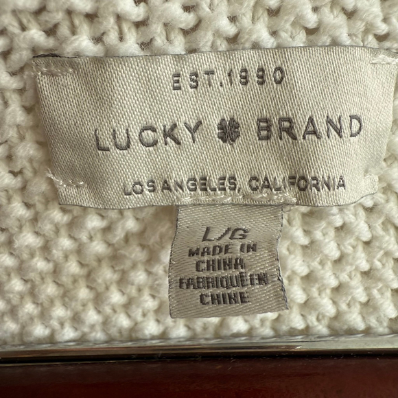 Lucky Brand Cream Knit Sweater L Minimalist Cozycore Light Academia‎ Oversized - Picture 2 of 10